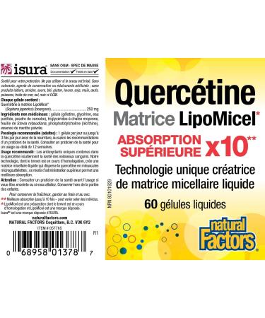 Natural Factors Quercetin LipoMicel Matrix - 60 Liquid Softgels for Immune Support - Buy Online on GoSupps.com