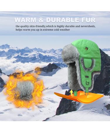Winter Trapper Hat with Faux Fur Aviator Design | Green | Unisex | Large-X-Large - Buy Online on GoSupps.com