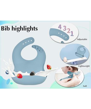 Hoseay Baby Weaning Set - 5 in 1 Silicone Feeding Set for Kids - Blue Squirrel Design - Buy Online on GoSupps.com
