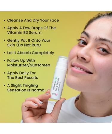 Niacinamide Vitamin B3 Face Serum for Sensitive Skin | 5% Niacinamide 2% Peptides & 1% HA | Hydrate Repair & Regenerate Skin Cells | 30ml - Buy Online on GoSupps.com