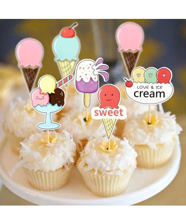 Blumomon 36Pcs Summer Ice Cream Cupcake Decorations Baby Shower Summer Theme Birthday Party Cake Decorations Summer-36 - Buy Online on GoSupps.com
