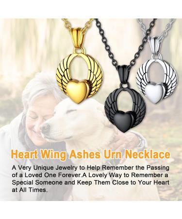 U7 Women's Cremation Urn Neck Chain | Celtic Knot Dog Feet Wings & Crucifix Pendant | Stainless Steel Fire Burial Jewelry - Buy Online on GoSupps.com