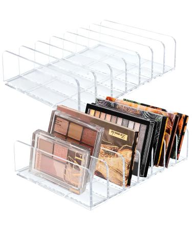 2 Pack Acrylic Eyeshadow Palette Makeup Organizer,7-Cell Cosmetic Storage,Accessories Storage Organizer for Cosmetic,Eye Shadow,Sunglasses and Wallets 2 Pack Clear Large