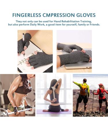 Rheumatoid Arthritis Compression Gloves Fingerless Joint Pain Relief - Women Men's Hand Mitten Warmth Carpal Tunnel Gloves - Black/Gray - Buy Online on GoSupps.com
