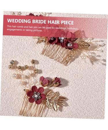 MAGICLULU 5 Sets Hairpin Wedding Hair Decoration Rhinestone Hair Clips Chinese Decor Japanese Hair Pin Rhinestone Bobby Pins Bride Hair Decor Red Women's Zinc Alloy Rhinestones Hair Comb - Buy Online on GoSupps.com