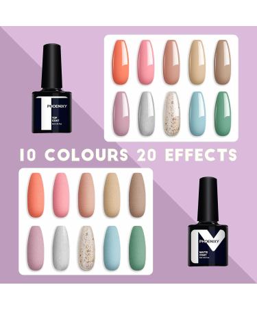Phoenixy Gel Nail Kit - 10 Colors Soak Off Polishes with 36W UV Lamp | 8ML Gel Nail Polish Set for Women - Gift Set (30 pcs) - Buy Online on GoSupps.com