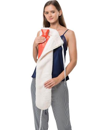 Peterpan Long Rubber Hot Water Bottle with Cover - 90 Fl Oz, BPA & Phthalates Free, Pain Relief, High Rubber Content, White - Buy Online on GoSupps.com