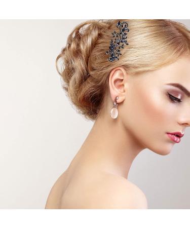 Lurrose Wedding Hair Comb Blue Rhinestone Hair Comb Hairpin Bride Vintage Flower Crystal Overtone Bridal Hair Accessories for Bridal Bridesmaid - Buy Online on GoSupps.com