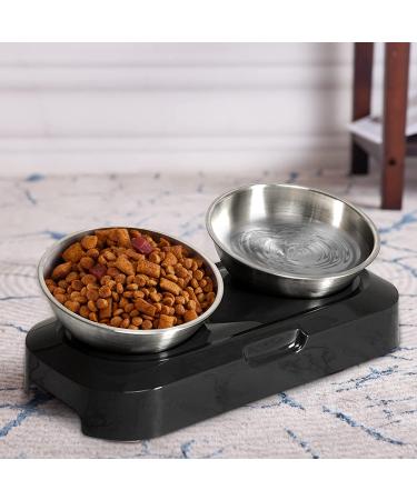 Jemirry Elevated Cat Bowl - Anti-Vomiting 15 Tilted Raised Stainless Steel Pet Bowls with Non-Slip Stand - Prevents Cat and Dog Vomiting, Protects Spine - Dishwasher Safe - Set of 2 Bowls - Buy Online on GoSupps.com