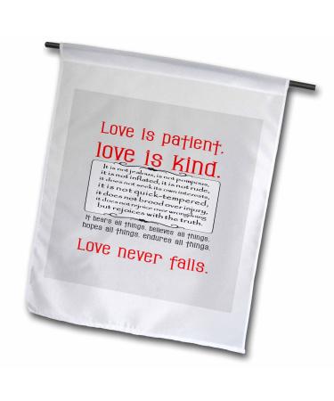 3dRose Love is Patient Love is Kind Corinthians - Flags (fl_355378_2) 18 x 27 inch Garden Flag