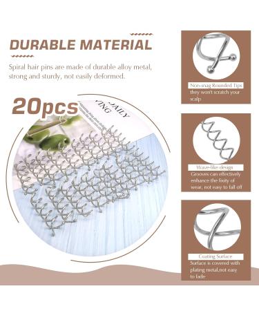 TUUXI 20pcs 2 Inch Spiral Bobby Pins - Silver Metal Fast Bun Hair Accessories for Women - Spin Twist Screw Hair Pins for DIY Hair Styles - Buy Online on GoSupps.com