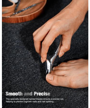 FERYES Wide Jaw Thick Toenail Clippers for Seniors - Precision Stainless Steel with Catcher for Thick Nails - Silver Finish - Buy Online on GoSupps.com