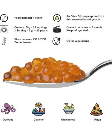Caviaroli | Popping Boba Extra Virgin Olive Oil Flavored with Chile - Gourmet Oil Beads Ideal For Seasoning and Appetizers | 50g - Buy Online on GoSupps.com