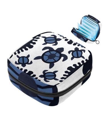 Menstruation pad bag with zipper women's napkin bag tampons collection bags for women and girls (cute sea turtle)