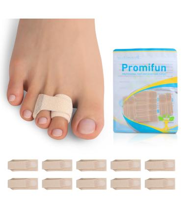 10 Pack Fabric Hammer Toe Corrector Reusable Broken Toe Protectors Taped Wraps Hammertoe Straightener Toe Splint for Broken Toe Crooked Toes Bent Toes (Brown+10S)