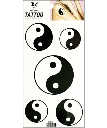 Umama Tattoos 1 Sheet Yin Yang Temporary Tattoos Patterned Body Art Waterproof Mens Womens Yin Yang Chinese Taoism Symbol Sticker Fun Party Tattoo Fake Mix Color 8X4 Inch