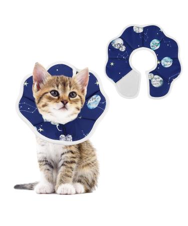 TIESOME Small Cat Cone Collars Adjustable Kitten Recovery Cone Collar After Surgery Fasteners Collars for Small Cats Protective Cat Recovery E-Collar 6.3-9inch Neck Diameter(S Size Constellation)