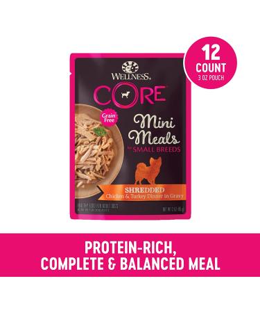 Wellness CORE Mini Meals Wet Dog Food 12-Pack - Shredded Chicken & Turkey Chunky Pate in Gravy - Buy Online on GoSupps.com