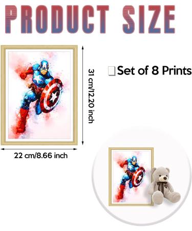 8pcs Superheroes Watercolor Art Posters - Canvas Wall Art for Kids' Rooms | Anime Murals & Decorations | Perfect Boys' Gifts - 22x31cm (Unframed) - Buy Online on GoSupps.com