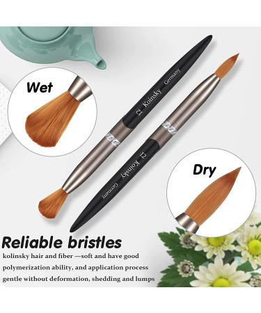3 Pieces Oval Crimped Kolinsky Acrylic Nail Brush Set - Metal Handle Nail Art Brushes for Acrylic Manicure - Various Sizes Included - Buy Online on GoSupps.com