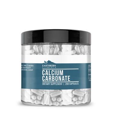 Earthborn Elements Calcium Carbonate 200 Capsules Pure & Undiluted No Additives