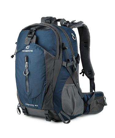 FENGDONG 40L Waterproof Lightweight Hiking,Camping,Travel Backpack for Men Women Blue 40L