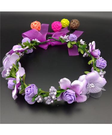 Crown Headbands & Flower Wreath Garlands | purple Hair Wreath & Bracelet for Wedding & Festival | International Shipping - Buy Online on GoSupps.com