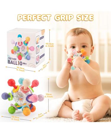Giaonlgy Silicone Biting Toys for Babies | Teether Rings & Rattle Balls | Dental Aid for 0-9 Months - Buy Online on GoSupps.com