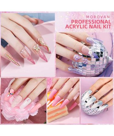 Morovan Acrylic Nail Kit for Beginners - Professional Clear White Pink Acrylic Nail Set for DIY Nail Art Design - Salon Quality Acrylic Nails Supplies - Buy Online on GoSupps.com