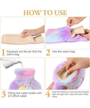 Unicorn Plush Hot Water Bottle with Washable Cover - 1L Natural Rubber, Purple - Buy Online on GoSupps.com