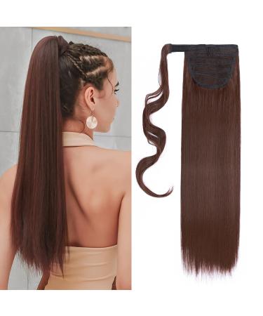 S -noilite clip in Extensions Hair Part braid ponytail smooth hair extension Real naturally art hair like real hair wrap on ponytail various colors 58cm - dark auburn