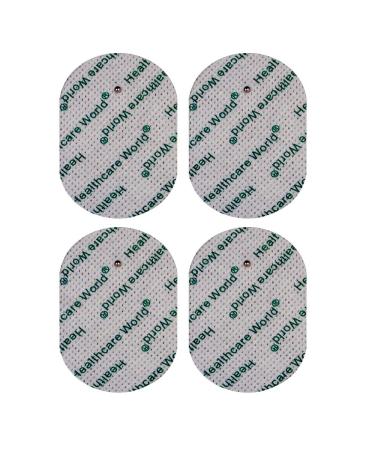 Tens Electrode Pads Oval Self-Adhesive Electrodes (Pack of 4) 2.2mm Bolt Connection Compatible with Omron E2 E4 Tens Devices