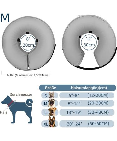 Supet Rewrise Dog Inflatable Collar - Leak Protection & Soft Comfort for Post-Op Relief | Adjustable Neck 22.9-33.0 cm - Gray - Buy Online on GoSupps.com