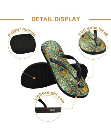 Mnsruu Peacock Feather Flip Flops | Blue Green XXL for Men & Women | Ideal for Home Hotel Spa & Travel - Buy Online on GoSupps.com