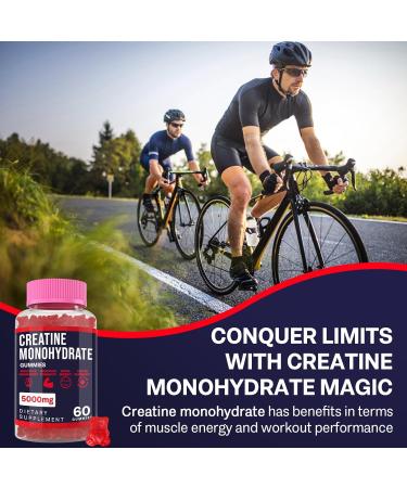 Buy Creatine Monohydrate Gummies - 5g Chewable Supplement for Strength Growth & Energy | Taurine & B6 | Low Sugar Organic | 2 Pack 60 Count - Buy Online on GoSupps.com