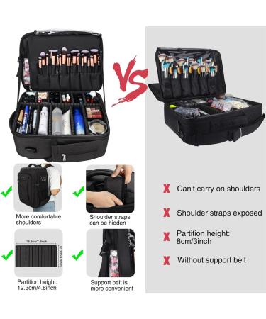 Relavel Professional Makeup Backpack - Extra Large Travel Train Case for Women - Cosmetic Organizer and Brush Holder - Large Black - Buy Online on GoSupps.com