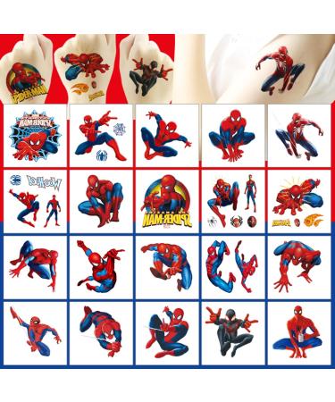 Spiderman Birthday Party Supplies  60PCS Spiderman Temporary Tattoos Party Favors  Cute Fake Tattoos Stickers Cartoon Party Decorations for Kids Boys Girls Party Gifts Birthday Decorations Rewards Gifts