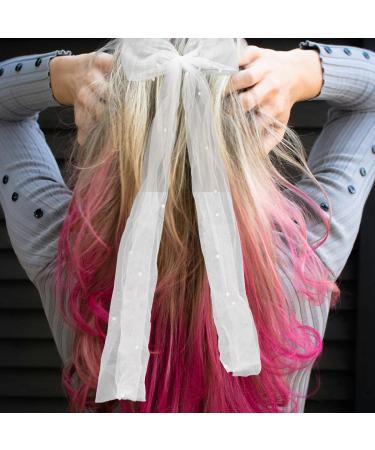 GroveEss Bridal Bow Veil Hair Clip Large White Bowknot Lace Hair Barrettes with Pearl Vintage Veil Hair Accessories Gifts forGirls Women Bachelorette Party Favors Wedding Decor Photo Props - Buy Online on GoSupps.com