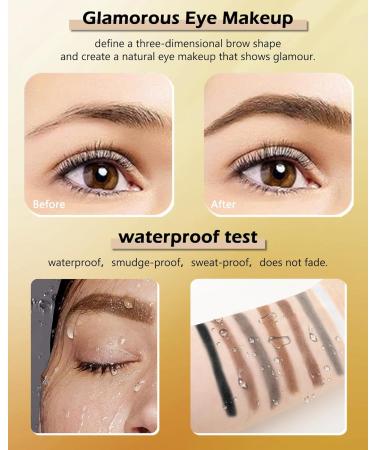 Eyebrow Powder Kit-2 Color Soft Eye Brow Tinted Powder Palette Waterproof Longlasting Dark Black/Dark Grey Brow Filler Professional Eyebrow Makeup for Older Women with Mirror Brow Brush-Set 06 06# Black+ Dark Grey - Buy Online on GoSupps.com