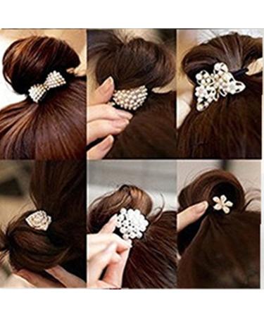 Cuhair Hair Scrunchies for Girls - 6 Pack Assorted Designs with Pearls & Crystals | International Shipping - Buy Online on GoSupps.com