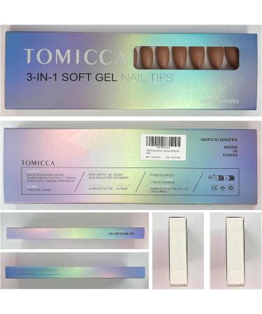 TOMICCA Short Almond Nail Tips 180PCS Soft Gel Nails 3-in-1 Matte Full Coverage in Nude - 15 Sizes for Nail Art Extensions - Buy Online on GoSupps.com