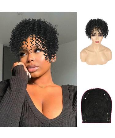 Curly Hair Topper Hair Pieces for Women Clip in Bangs Wiglets Hairpieces for Thinning Hair Toppers with Bangs  Matthia Short Kinky Curly Synthetic Hair Topper Hair Extensions Wiglets Clip in Bangs 1b