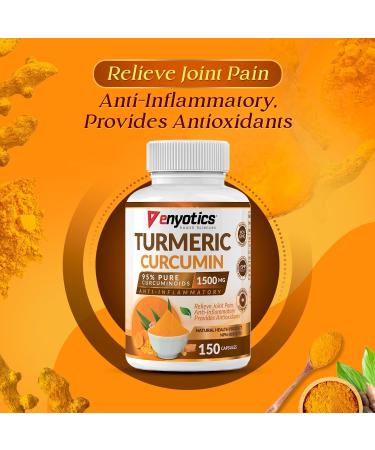 Turmeric Curcumin 95% Pure Curcuminoids (150 count) - 1500 mg. Relieve Joint Pain Anti-Inflammatory & Provides Antioxidants - Buy Online on GoSupps.com