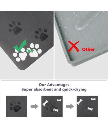 Yokupotac Non-Slip Dog Bowl Pad | Super Absorbent Mat for Cats & Dogs | 50x30 cm Gray Feeding Underlay - Buy Online on GoSupps.com