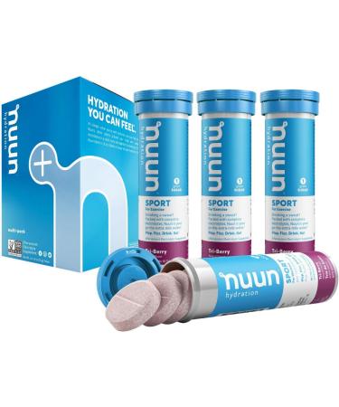 Nuun Sport: Electrolyte Drink Tablets Box of 4 Tubes (40 servings) Tri-Berry Electrolyte Hydration Supplement - Buy Online on GoSupps.com