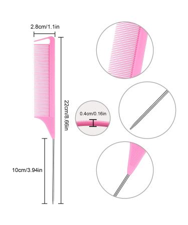 30-Piece Pink Parting Comb Set for Braids Hair - Heat Resistant Teasing Combs with Stainless Steel Pintail - Buy Online on GoSupps.com