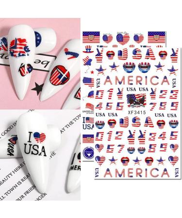 8 Sheets 3D Independence Day Nail Art Stickers - Patriotic USA Design for 4th of July, Memorial Day - DIY Nail Decor - Buy Online on GoSupps.com