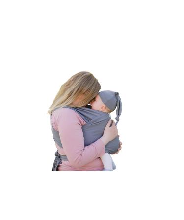 Baby Wrap Sling Organic Stretchy Premium Carrier | UK/EU Safety Tested | Made in The UK by Joy and Joe | Suitable from Birth to 16Kg | with Hat Bag and Full Colour Instruction Booklet (Grey)
