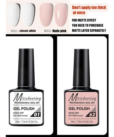 French Manicure Nail Polish Kit Gorvalin White and Pink Gel Nail Polish Nail Stamper Nail Art Brush French Manicure Tool Home DIY Nail Salon pink & white - Buy Online on GoSupps.com