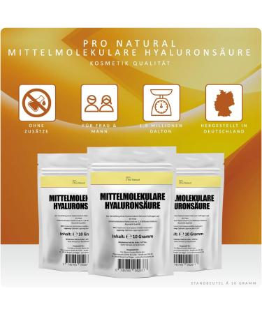 Hyaluronic Acid Powder 10g Per 1000ml Medium Molecular Face Serum Gel Cream - External Effect (Hyaluronic Acid Powder DIY Your Own - Buy Online on GoSupps.com